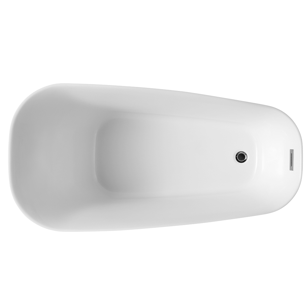 SHUIDAO Oval Slipper Freestanding Bathtub with Brushed Gold Square Floor-Mount Filler — Night Aerial View