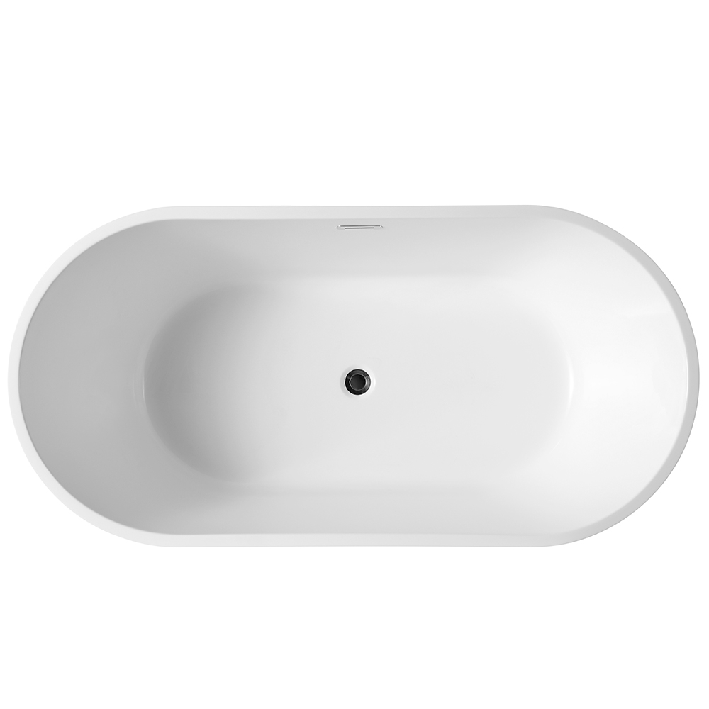 SHUIDAO Oval Freestanding Bathtub with Matte Black Floor-Mount Filler