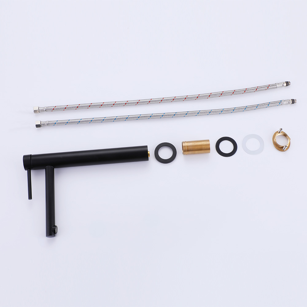 Matte Black Tall Single-Hole Vessel Basin Faucet with Cylindrical Spout & Slim Round Lever Handle