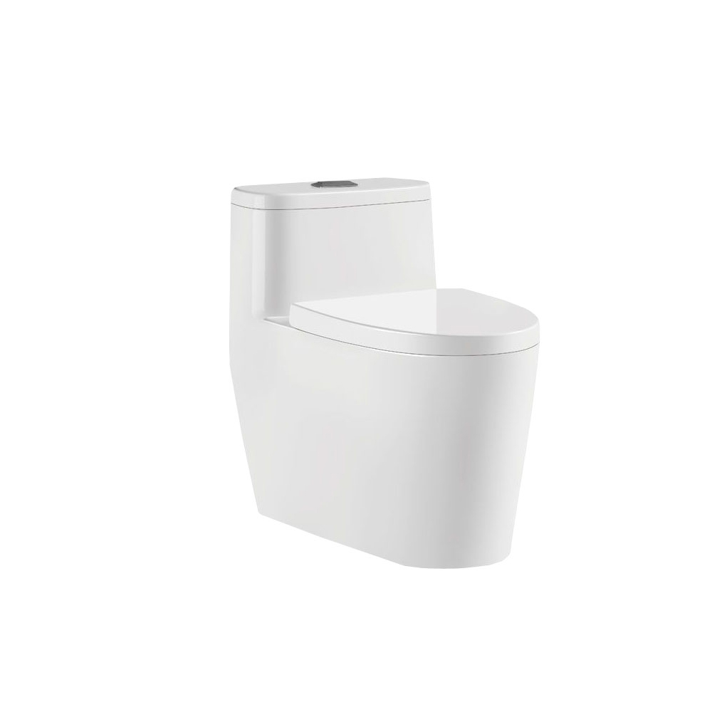 One-Piece Toilet with Tall Rectangular Cistern, Tapering Oval Pan & Top-Flush Button