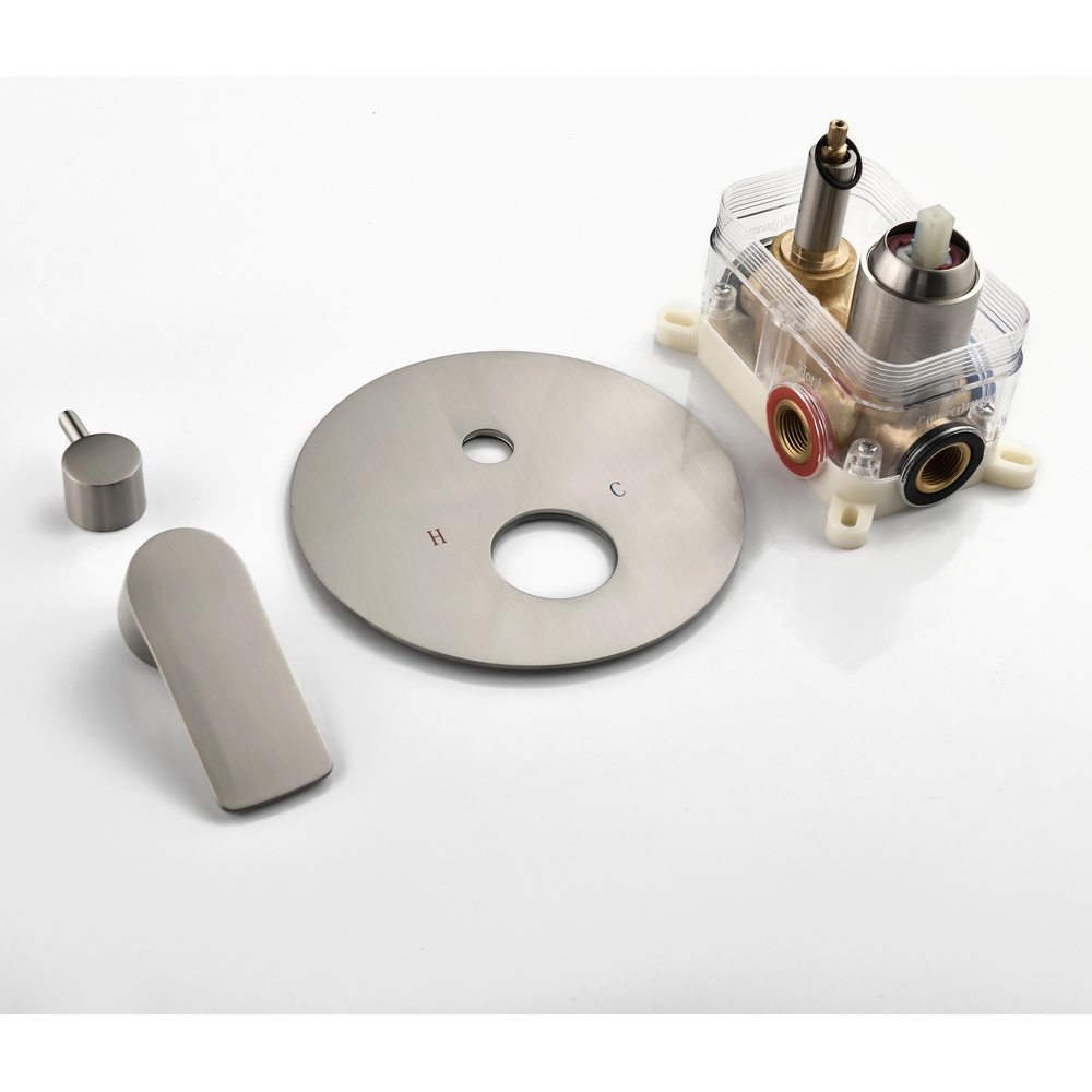 Brushed Nickel 2-Function Concealed Shower System with Rain Head, Hand Shower & In-Wall Mixer