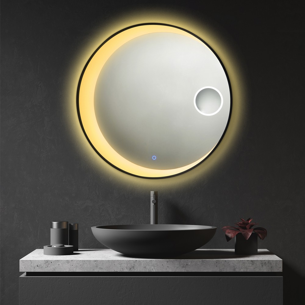 Frameless Rounded-Rectangle LED Backlit Mirror with Touch Control