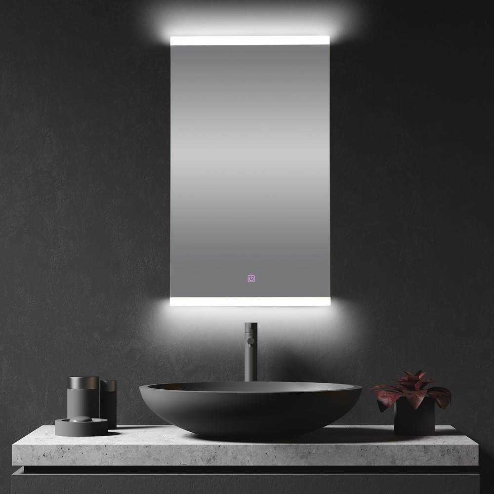 Frameless Rounded-Rectangle LED Backlit Mirror with Touch Control