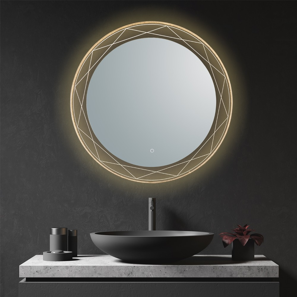 Frameless Rounded-Rectangle LED Backlit Mirror with Touch Control