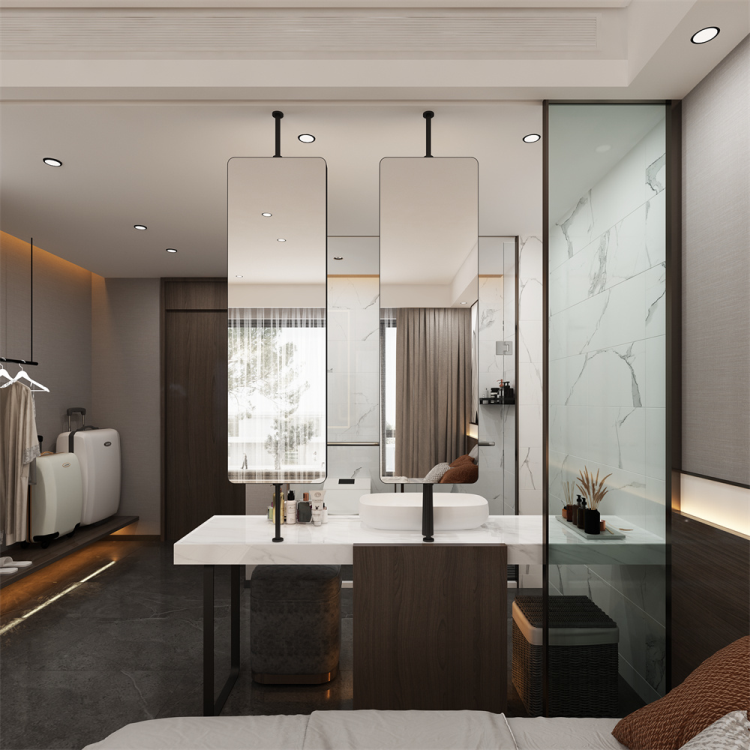 SHUIDAO — Matte Black Ceiling-Mounted LED Full-Length Rotating Mirror