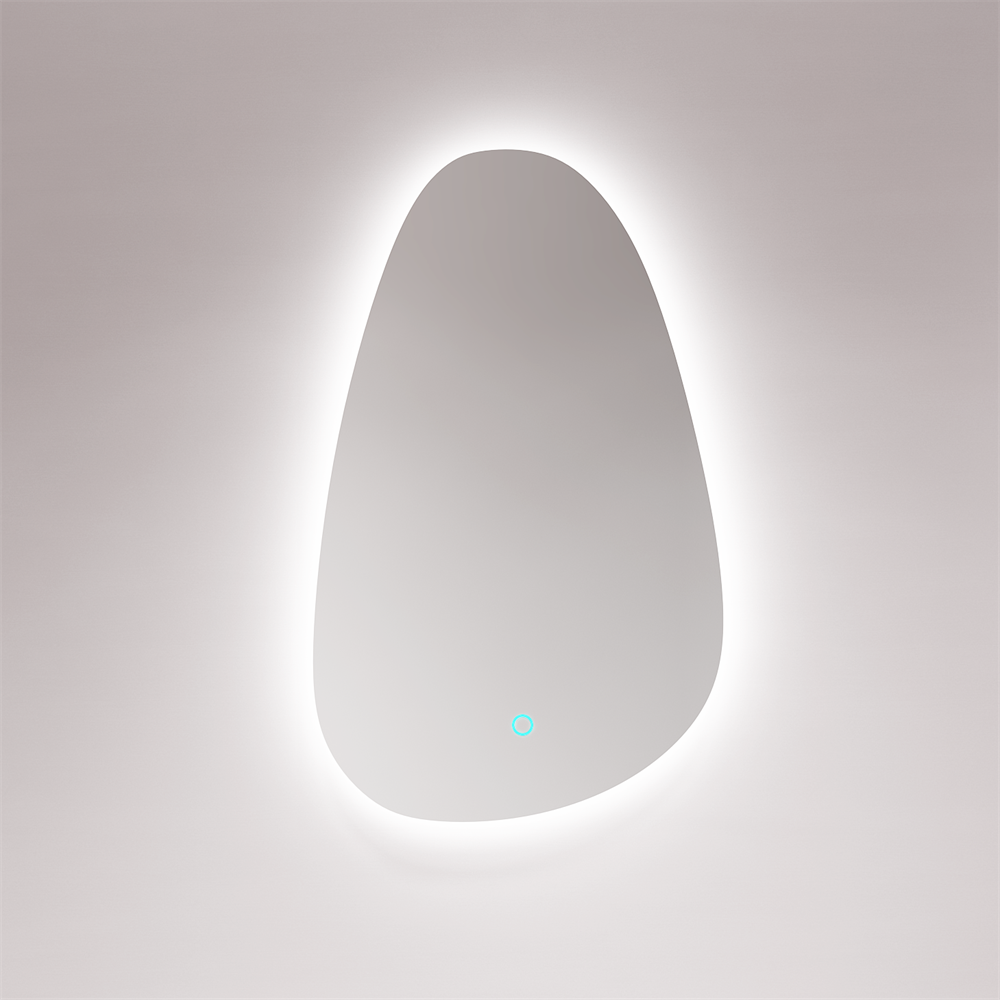 Frameless Pebble-Form LED Backlit Mirror with Touch Control
