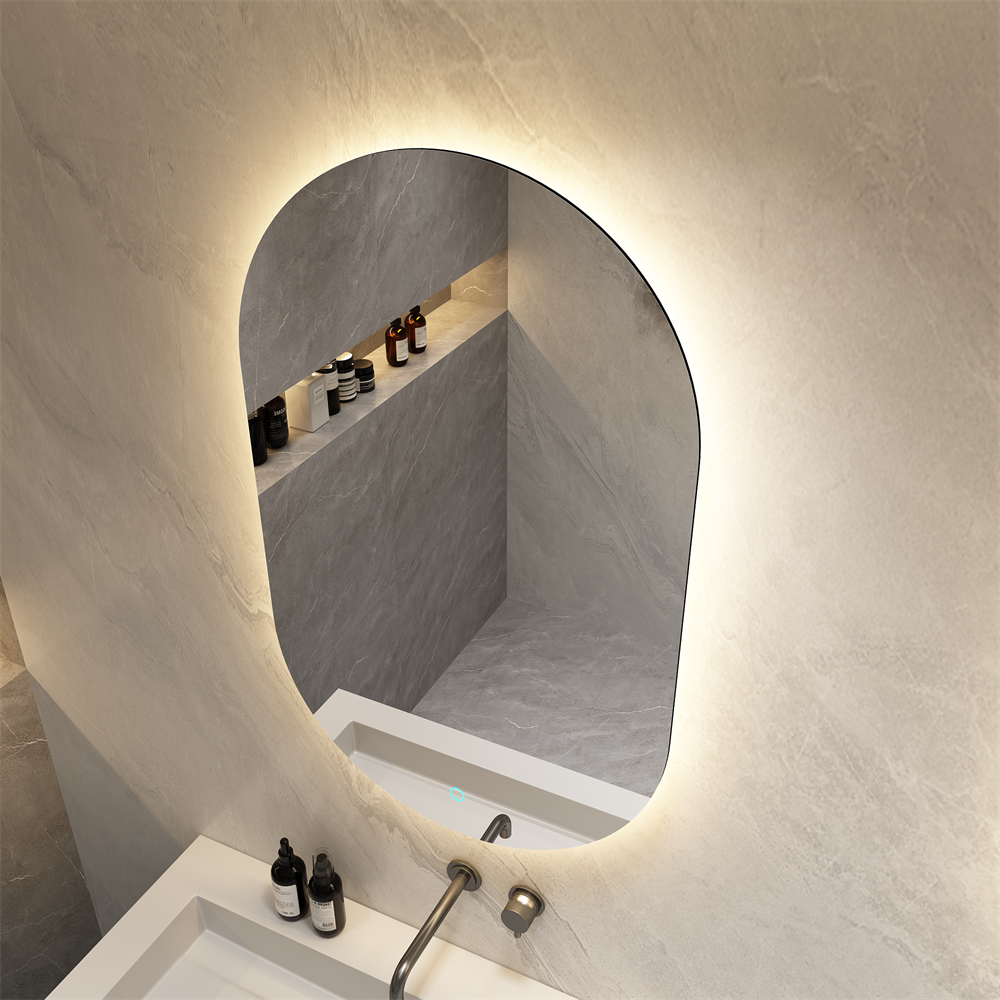 Rameless Oval LED Backlit Wall Mirror with Touch Control