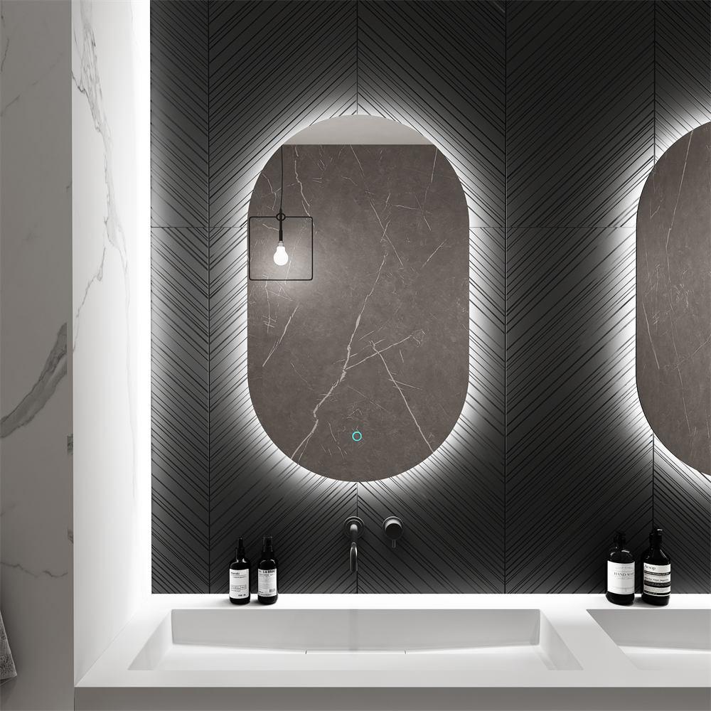 Rameless Oval LED Backlit Wall Mirror with Touch Control