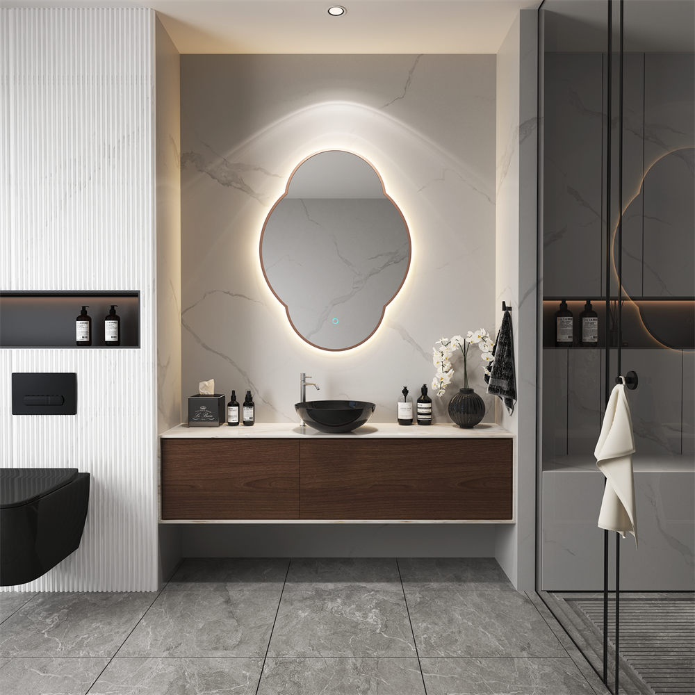 Irregular Organic-Form LED Backlit Wall Mirror with Touch Control