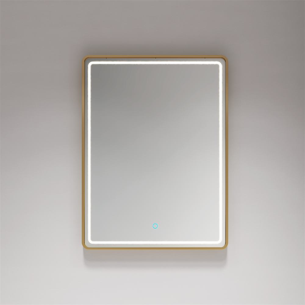 SHUIDAO — Brushed Gold Slim-Frame Rectangle LED Backlit Mirror with Touch Control