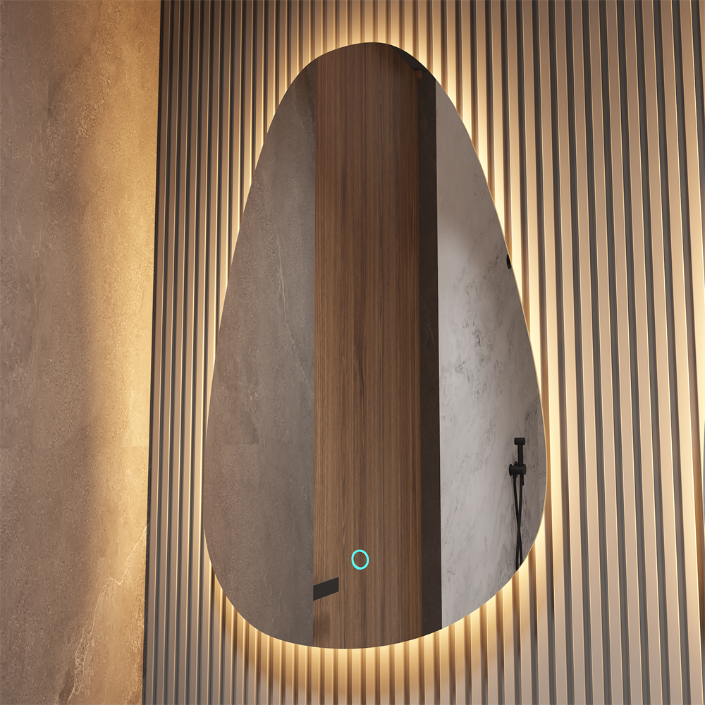 Frameless Pebble-Form LED Backlit Mirror with Touch Control