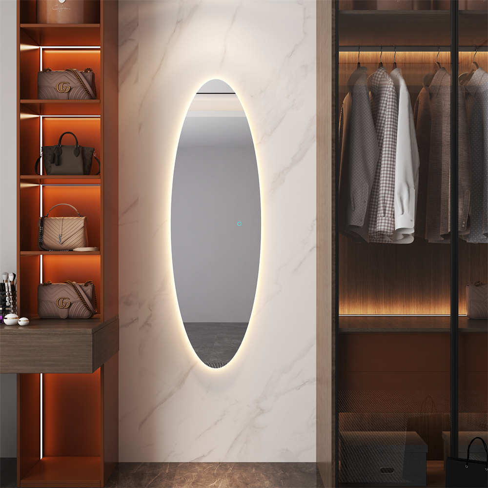 SHUIDAO — Full-Length Frameless Asymmetric Oval LED Backlit Mirror with Touch Control